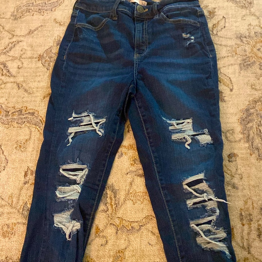 Semi-ripped jeggings High-rise blue